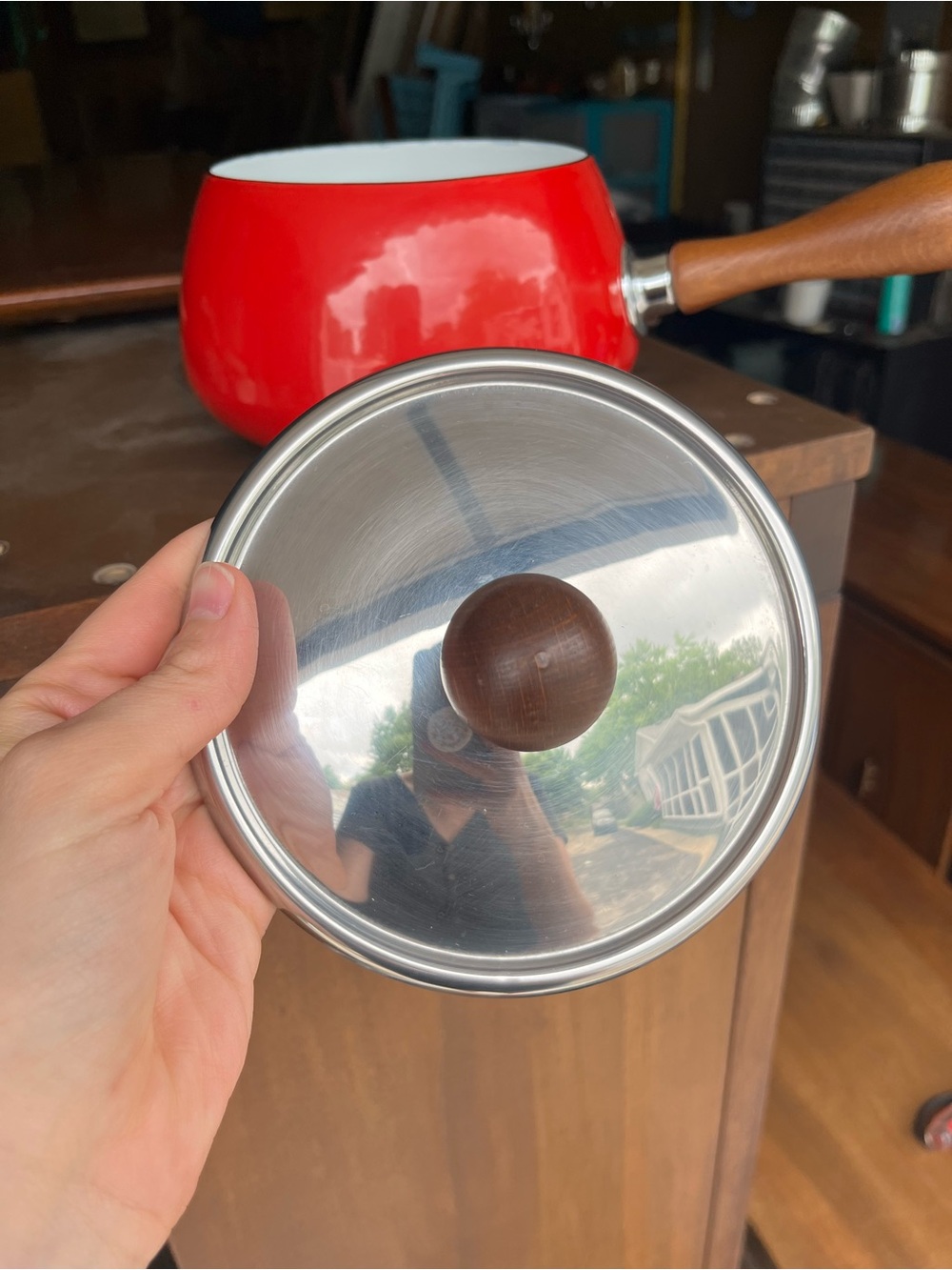 Vintage Red MCM Fondue Pot - Picture 4 of 5